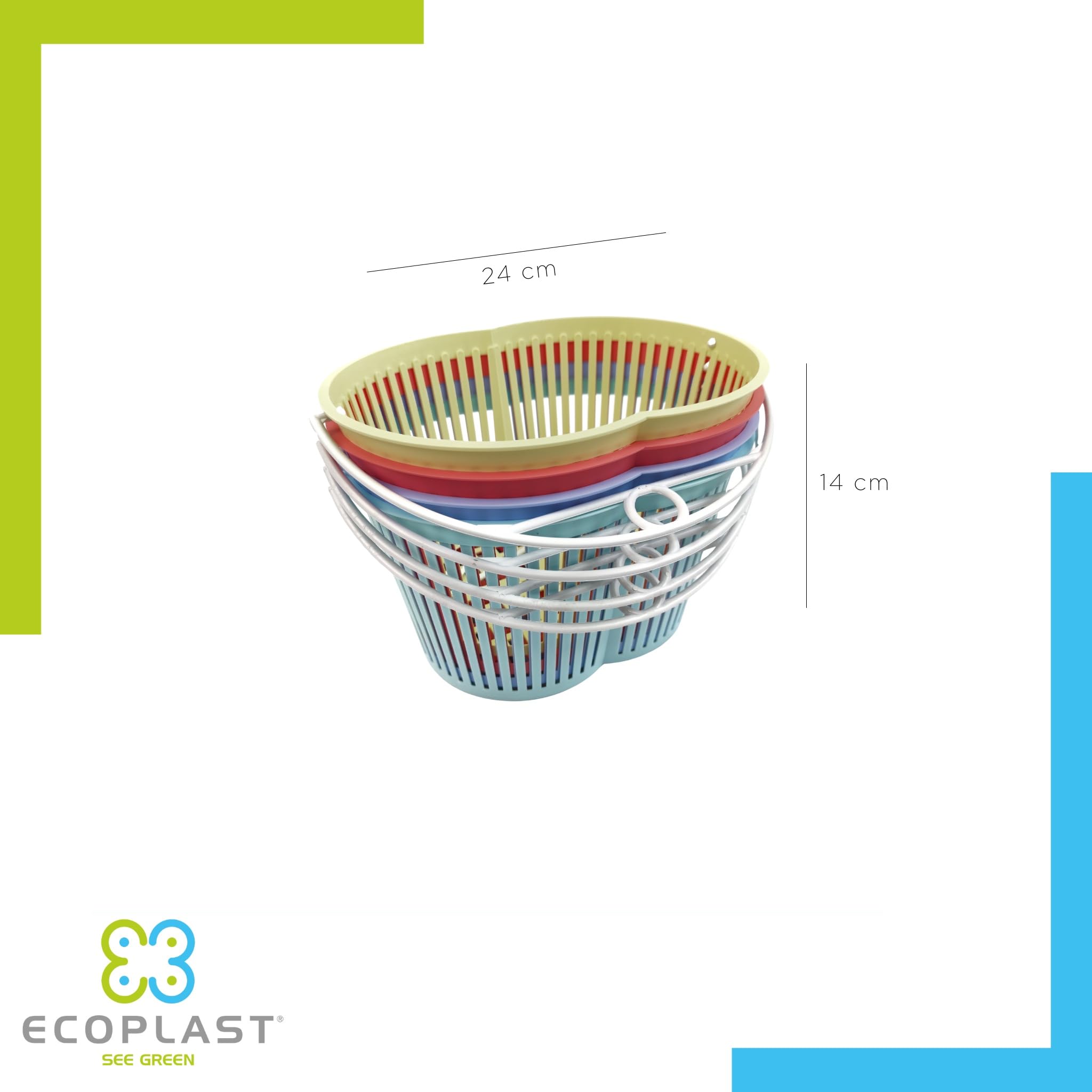 Ecoplast | Clothes Peg Holder, Clothesline Peg Basket in Assorted Colors: Lavender/Pink/Blue/Green, Made in Italy, 1 Unit
