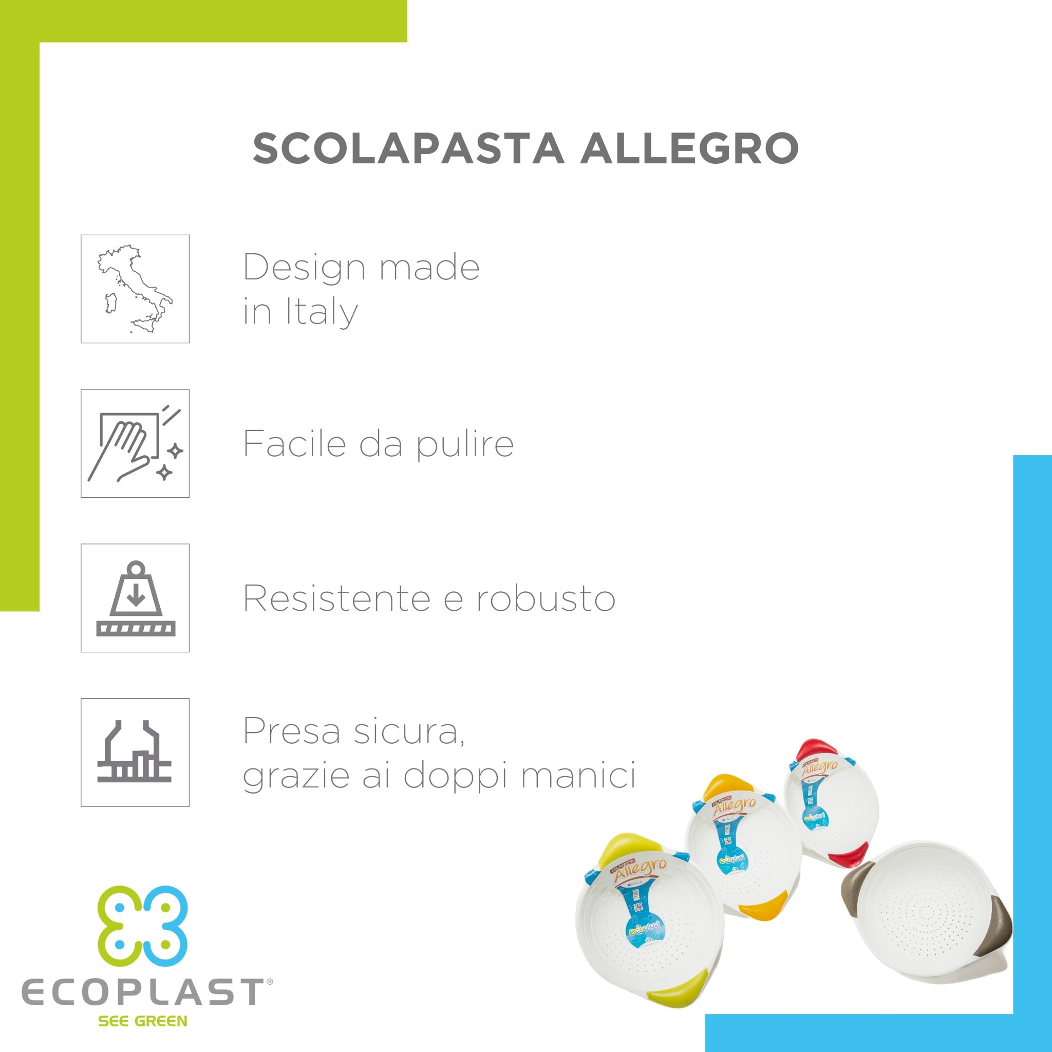 Passoire Allegro ø26,5, passoire en plastique avec poignées