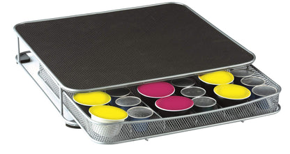 Cassetto Porta Capsule Caffè 30-60 Posti con Piano Poggia Macchina - Metallo Silver