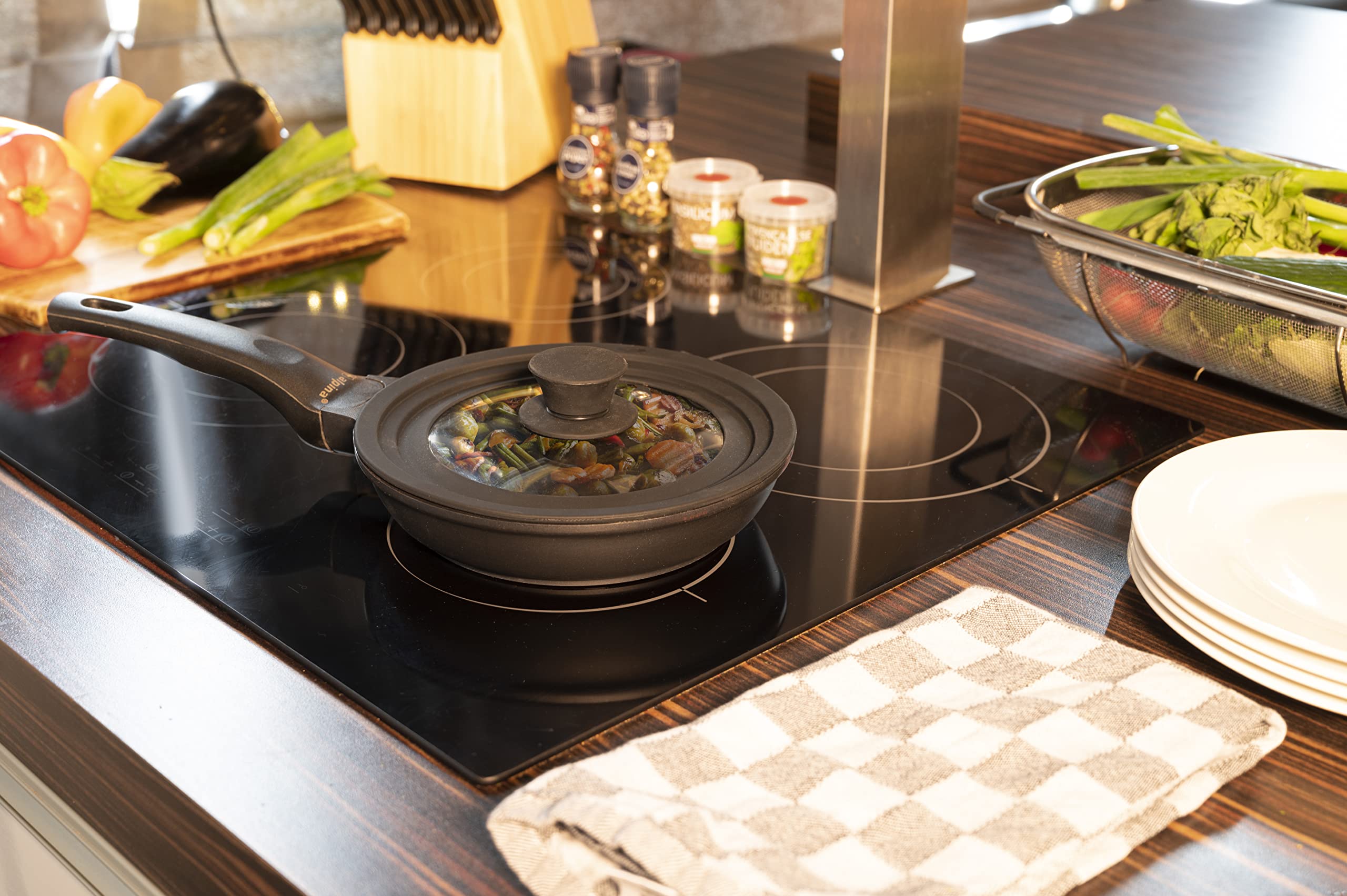 alpina Universal Lid - Silicone Lid for Pots - Universal Silicone Lid - Pan Lids 24 cm/26 cm/28 cm - Universal Lids for Pots