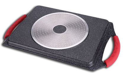 Bistecchiera Pietra Vulcanica 36x24cm Antiaderente - Induzione e Tutti i Piani - Maniglie Silicone