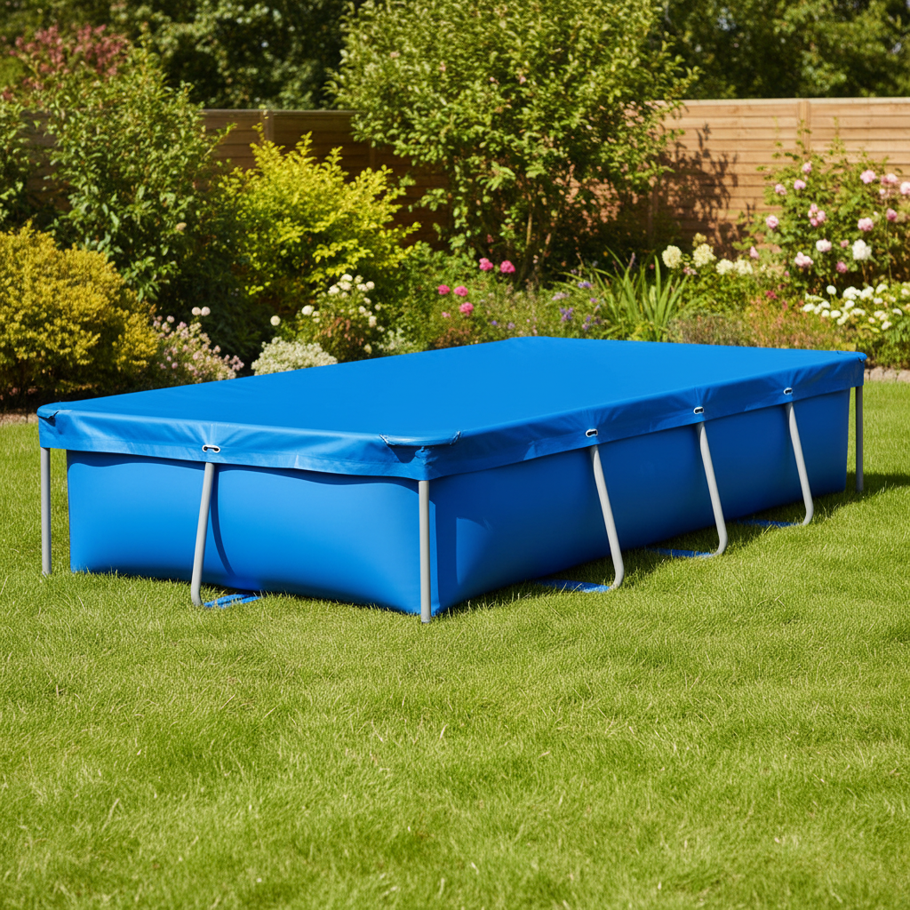 Copertura Piscina Impermeabile 305x204cm - Telo Protettivo UV Resistente Blu