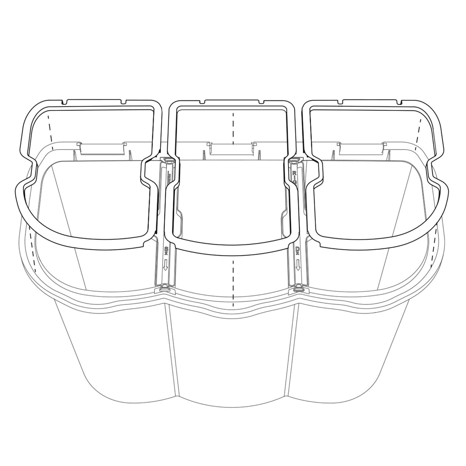 Poubelle de tri sélectif à 3 compartiments de 80 L - Poubelle en plastique multicolore