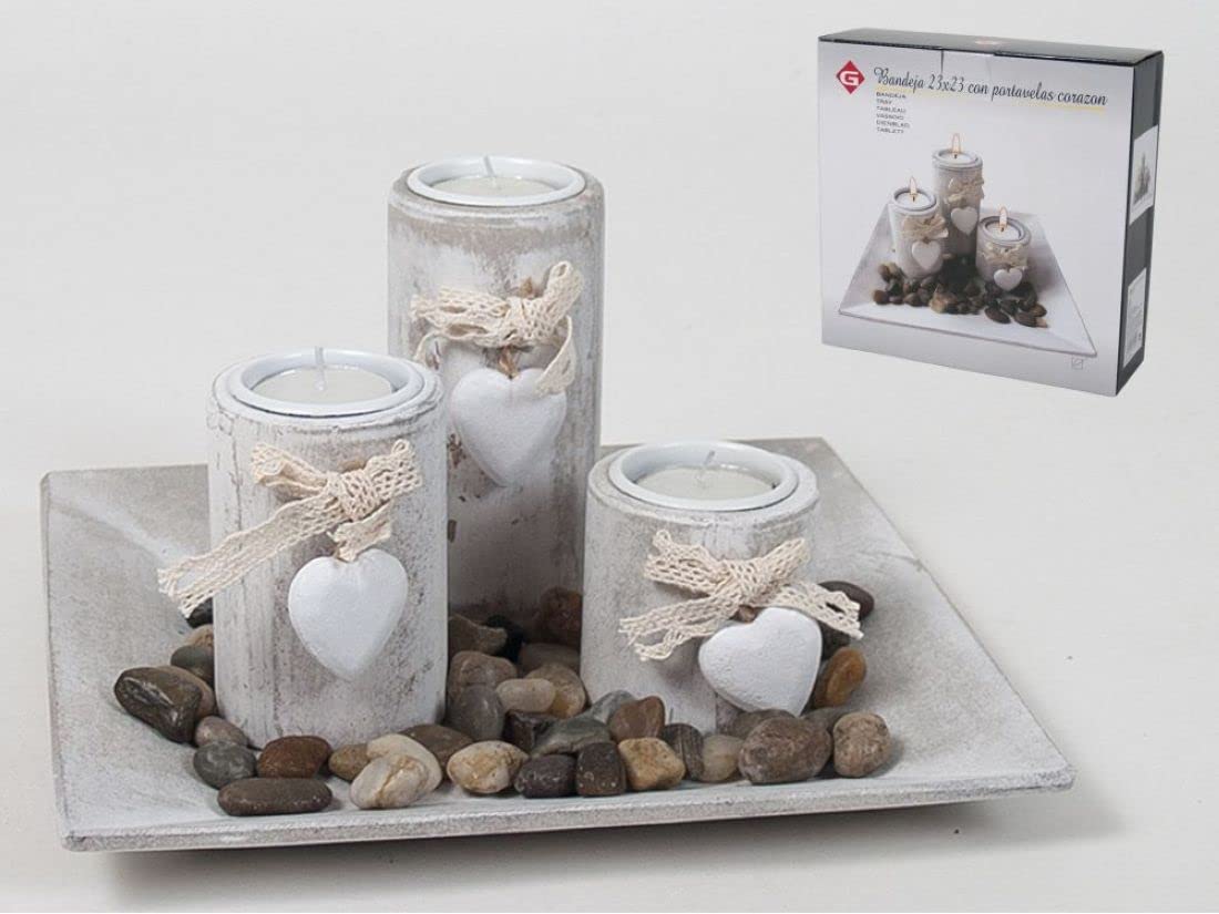 Vassoio con portacandela Cuore 23 x 23 cm