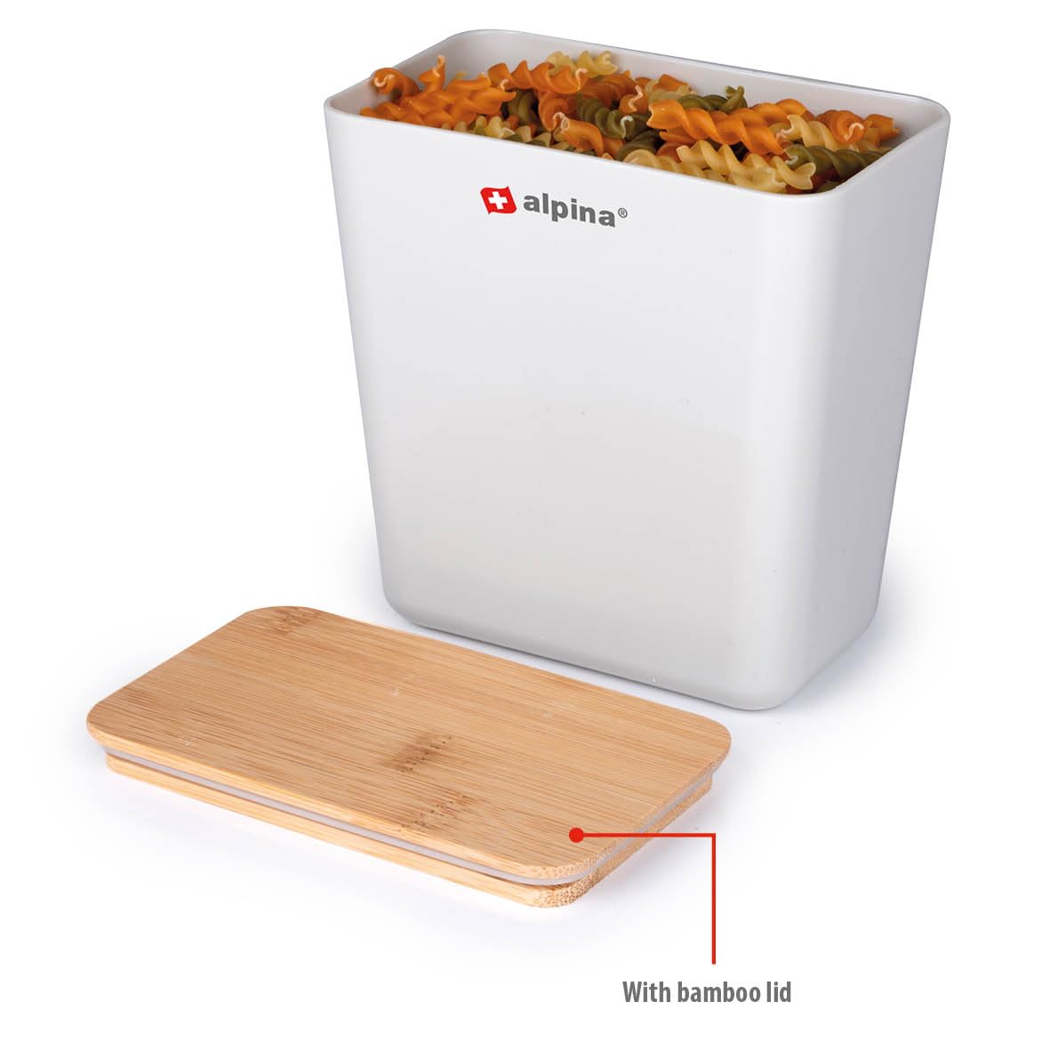 Alpina 3-Piece Food Storage Container Set - 1L Airtight Food Storage Containers - 13.5 x 13 x 8 cm - Plastic Storage Boxes for Kitchen Organization - White