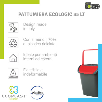 Pattumiera Ecoplast 35L Marrone Raccolta Differenziata Apertura a Libro