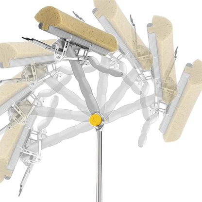 Lavavetri con Spugna strizzatore per lavare e gomma per asciugare, Manico Allungabile 110-174 cm, per Pulizia Vetri e Finestre Professionale,con testina mobile.