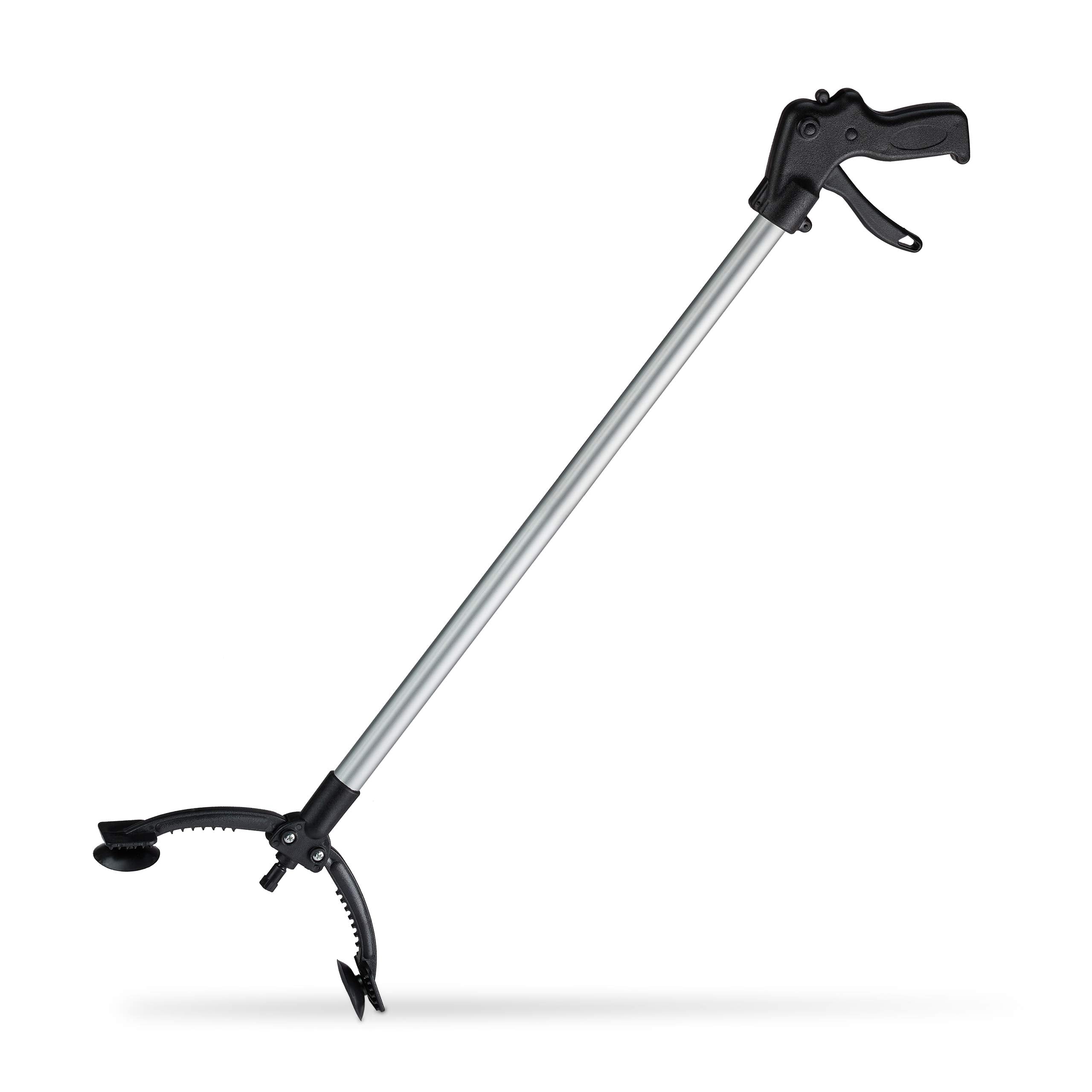 Relaxdays Pickup Tongs, Gripper Arm, Mobility Aid for the Elderly and Disabled, Aluminium, 88 cm, Silver/Black