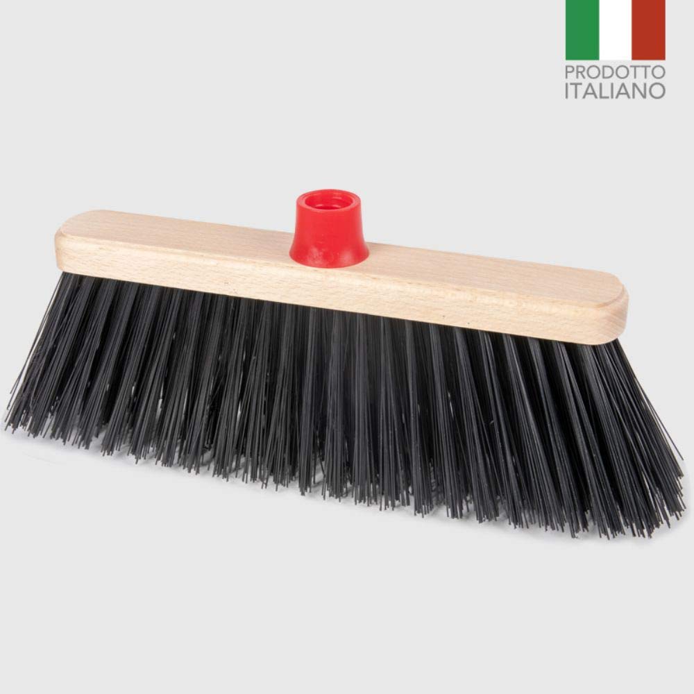 La Briantina Industrial Outdoor Broom for Gardens, Balconies and Driveways, Sturdy with Thick and Stiff Bristles, Width 27.5 cm, Multicolored