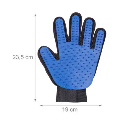 Set 2 Paia di Guanti Rimuovi Peli, Rimozione e Massaggio, per Cani e Gatti, Effetto Spazzola, Setole in Gomma, Blu