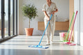 FERCASASHOP FLOOR CLEANING MOP WITH HIGH QUALITY MICROFIBER CLOTH AND TELESCOPIC HANDLE