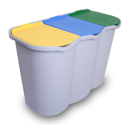 Pattumiera Raccolta Differenziata 3 Scomparti 80L - Bidone Plastica Multicolore