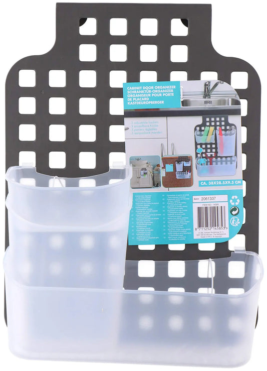 Organizzatore Portaoggetti Aggancio per Anta Mobile o Porta Organizer Bagno Cucina Salvaspazio a 3 Scomparti Dimensione 38 x 28,5 x 9,5 cm