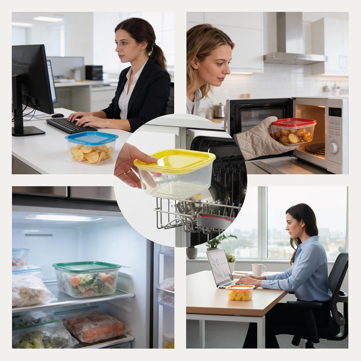 Contenitori Alimenti BPA Free Set 5 Pz – Frigo, Freezer e Microonde | 4 Misure