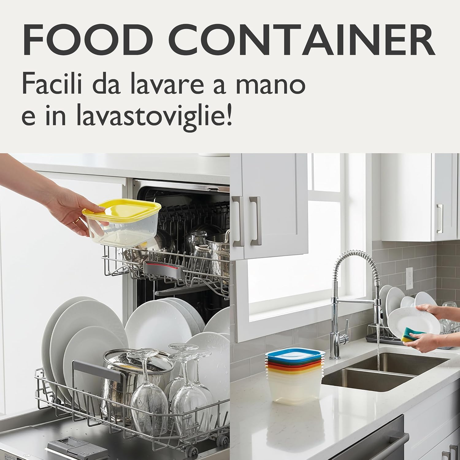 Contenitori Alimenti BPA Free Set 5 Pz – Frigo, Freezer e Microonde | 4 Misure