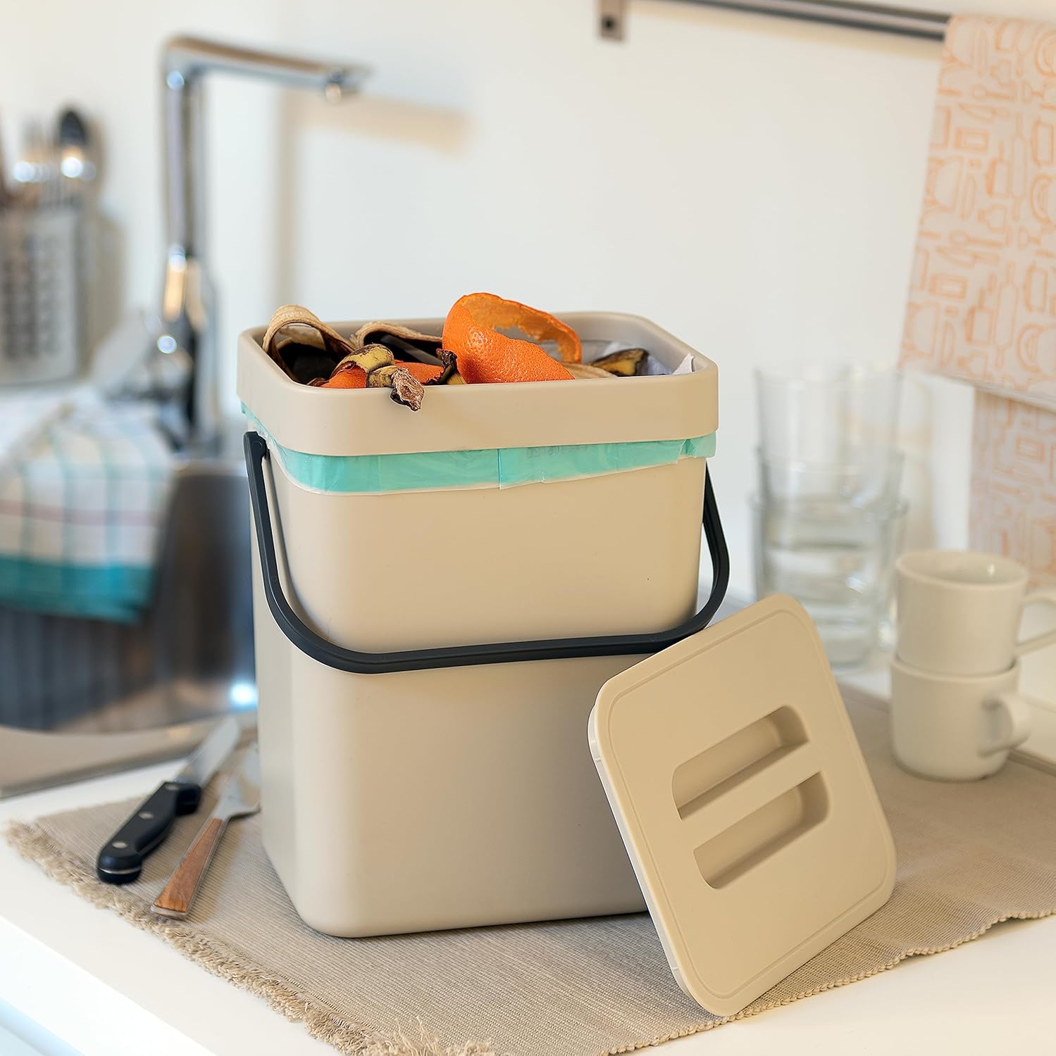Pattumiera Umido 5L Gino da Appendere - Bidone Organico Cucina 3 Colori