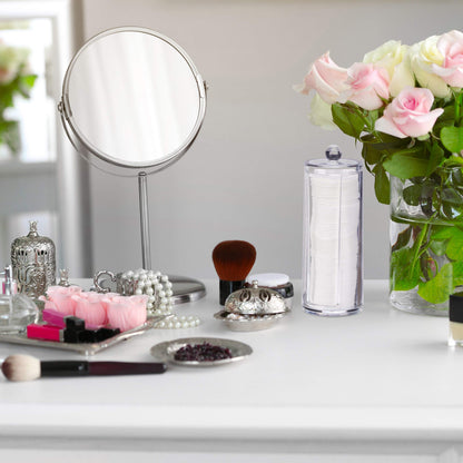 Set da 2 Dispenser per Dischetti di Cotone, Acrilico, Cilindrico, con Coperchio, Bagno, 20x7cm, Vari Colori