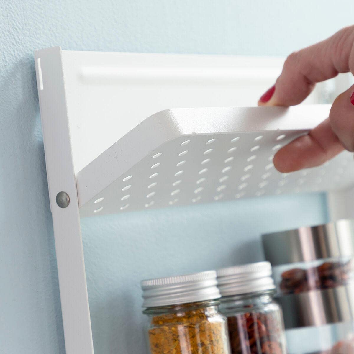 InnovaGoods - MagoRac Folding Magnetic Shelf, Multipurpose and Robust, Perfect for Kitchen and Bathroom, Modern Design, White, Steel Alloy, Standard