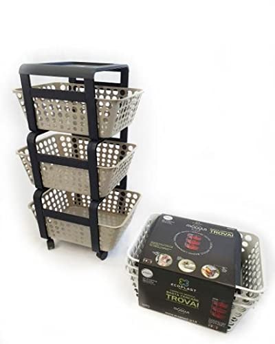 Carrello Salvaspazio Modula con Ruote - 3 Ripiani Estraibili Plastica Riciclata