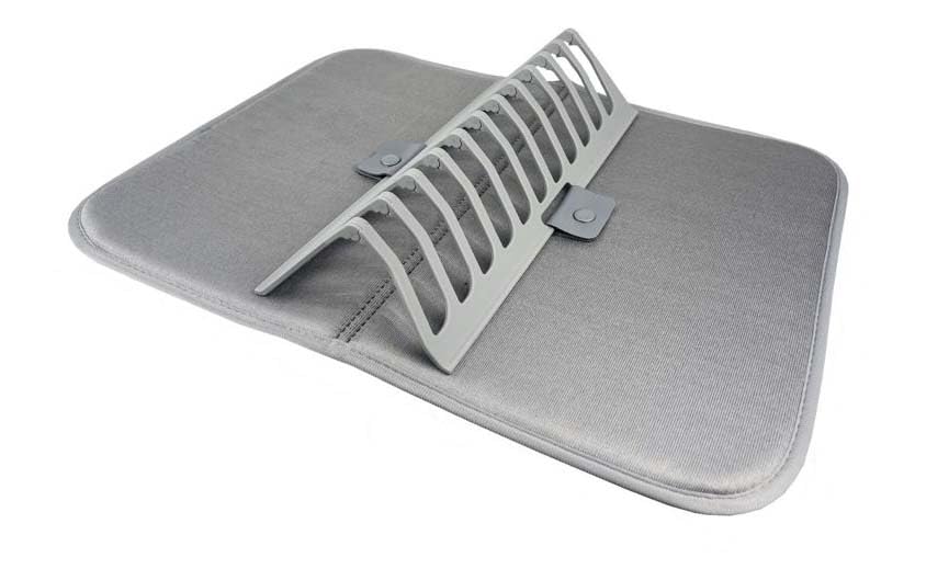 Tappetino Scolapiatti in Microfibra Super Assorbente con Rastrelliera, 46x36 cm