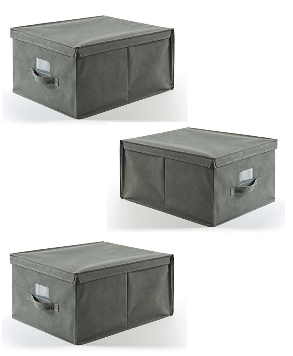 Set 3 Scatole Portaoggetti Pieghevoli con Coperchio