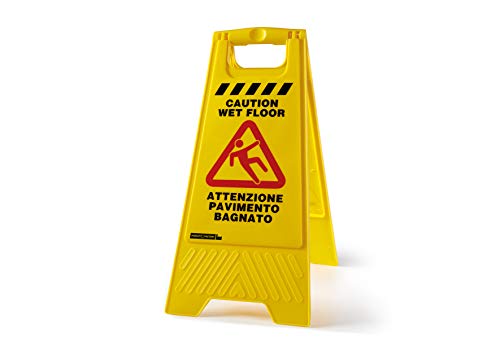 Cartello Pavimento Bagnato Wet Floor Giallo Segnale di Pericolo