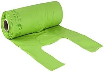 Sacs biodégradables, 55 x 68 cm, 30 litres, sacs anti-gouttes pour la collecte des déchets humides avec longue poignée, sacs compostables et biodégradables pour déchets organiques, couleur verte