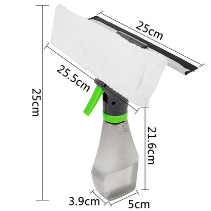 Pulitore per Finestre 3in1 Multiuso Lavavetri con Spruzzino Incorporato E Panno Microfibra Per la Pulizia di Vetri, Finestre, circa 26,5x25,5 cm (Bianco)