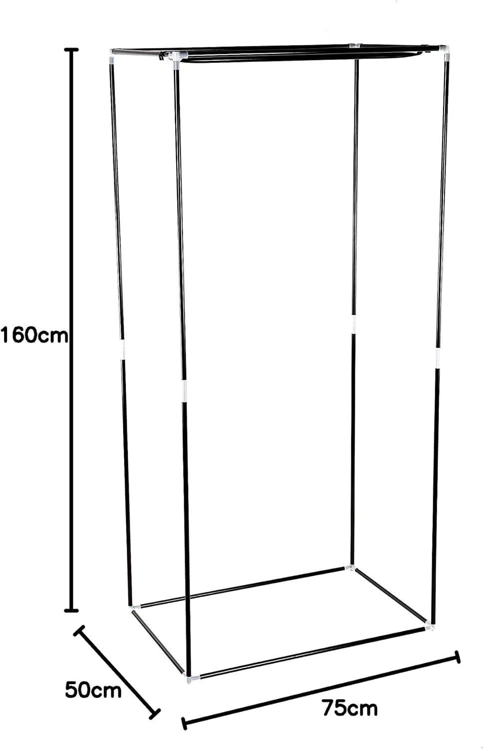 FERCASASHOP Wardrobe with Metal Frame, Space-Saving Cabinet with TNT Fabric Covering, Zip Closure and Camping Clothes Rail, Dimensions 70 x 50 x 160 cm (Blue)