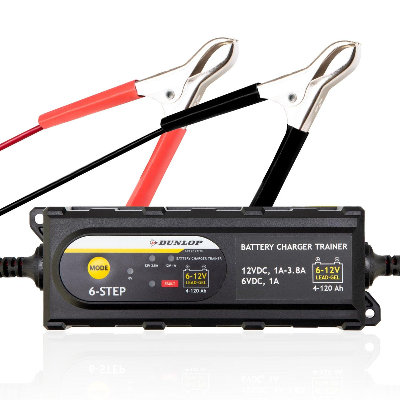 Caricabatterie Intelligente Dunlop 3,8A 6V/12V | 6 Stadi | Batterie Piombo-Acido e Gel 4Ah–120Ah | Auto, Moto, Barca