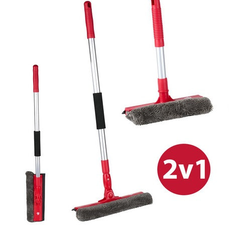 Lavavetri 2in1 con Microfibra e Raschietto | Manico Telescopico 68–116 cm | Finestre, Specchi, Docce