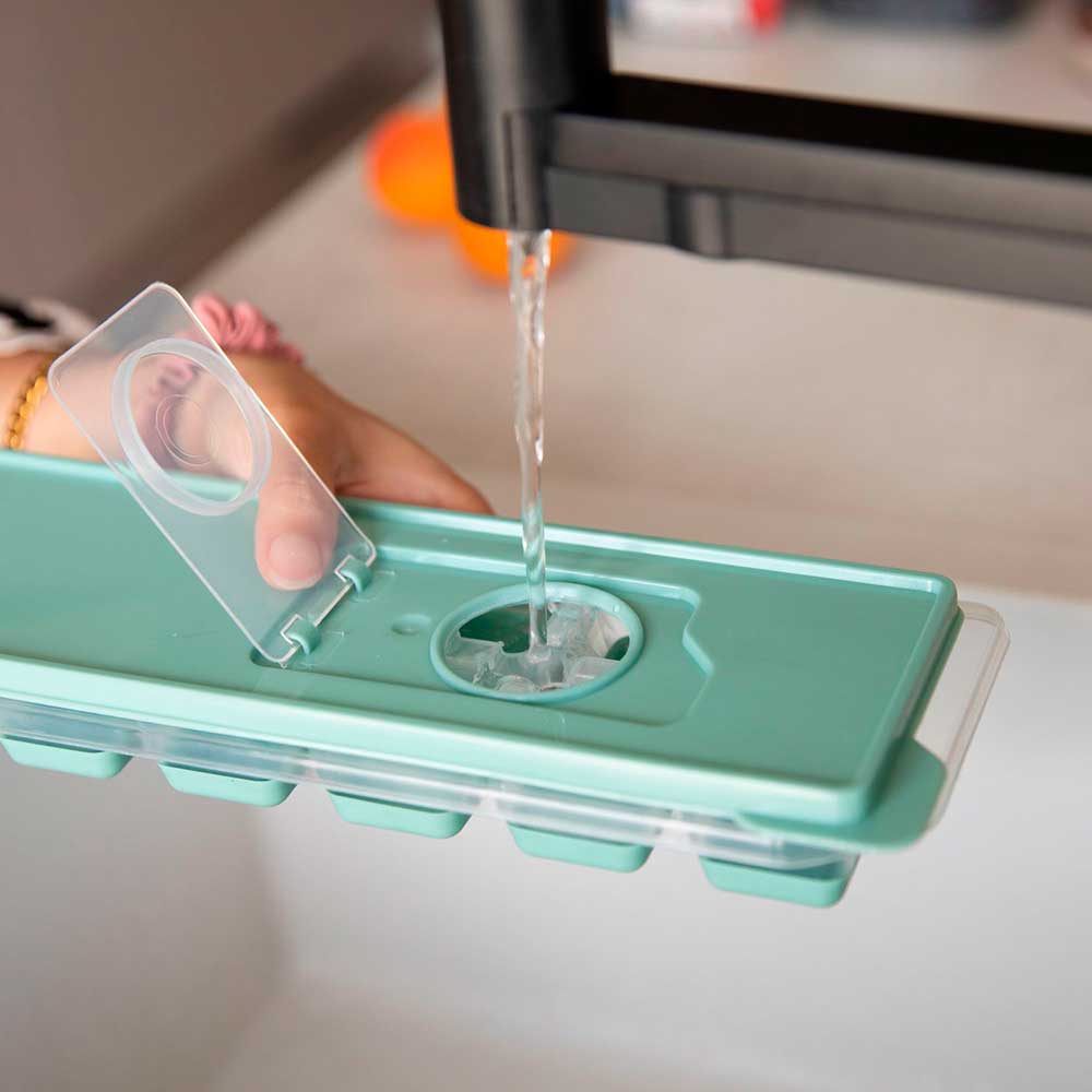 Stampo Ghiaccio Silicone con Coperchio 12 Cubetti - Vaschetta Formaghiaccio Colorata