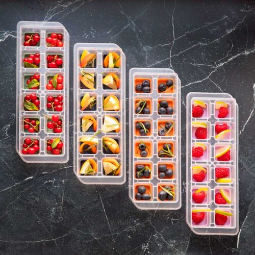 Stampo Ghiaccio Silicone con Coperchio 12 Cubetti - Vaschetta Formaghiaccio Colorata