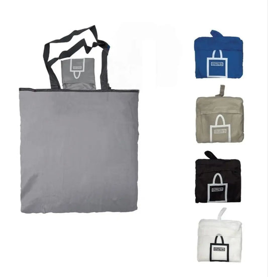 Set 4 Borse Pieghevoli Riutilizzabili in Poliestere - Lavabili - Per Spesa, Viaggi e Campeggio