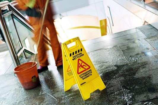 Cartello Segnaletico Pavimento Bagnato Wet Floor Giallo 30x49x56cm - Bifacciale Professionale