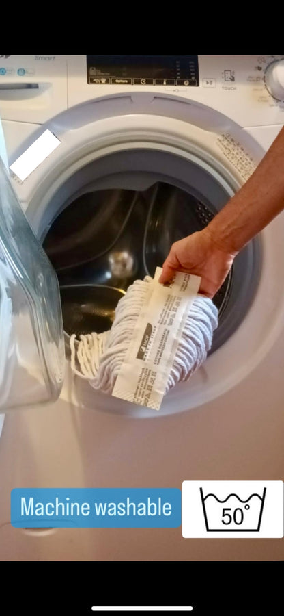 Lot de 3 recharges professionnelles en coton pour balai à franges, 400 g, avec sangle.