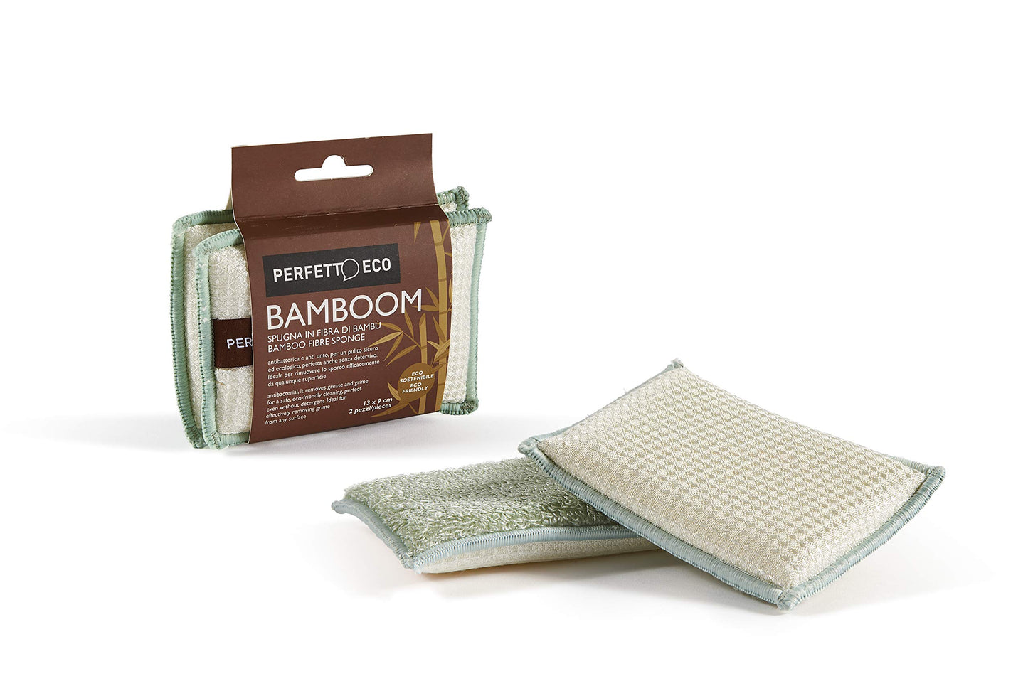 Eco Bamboom Sponge, Bamboo, Multicolored, 13 X 9 X 2.5 Cm, ​​2 units