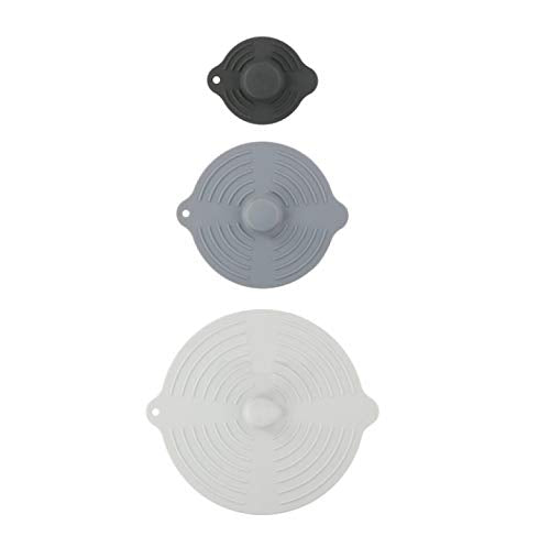 Lot de 3 couvercles universels en silicone Alpina, multicolores - Effet ventouse pour casseroles et poêles