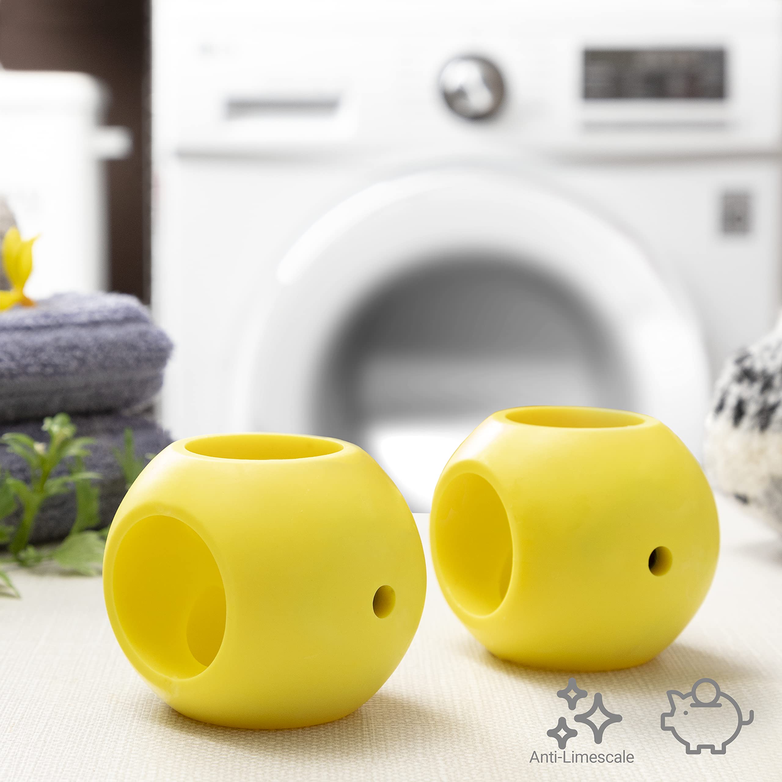 InnovaGoods - Set di 2 Sfere Magnetiche Anticalcare Ioclean, Eco-Friendly, Riutilizzabile, Risparmio Energetico, Ideale per Lavatrici e Lavastoviglie, Giallo, Plastico