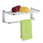 FERCASASHOP - Wall-mounted Bathroom Towel Holder, Towel Shelf with 6 Rods, Chromed Steel, Space-Saving Shelf