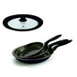 FOFO SET OF 4 NON-STICK PANS WITH UNIVERSAL GLASS AND SILICONE LID DIAM. 24/26/28 CM.
