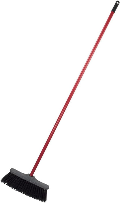 Set 5 Scope Industriali Professionali con Setole Rigide 27cm e Manico Metallo 140cm - Giardino ed Esterni