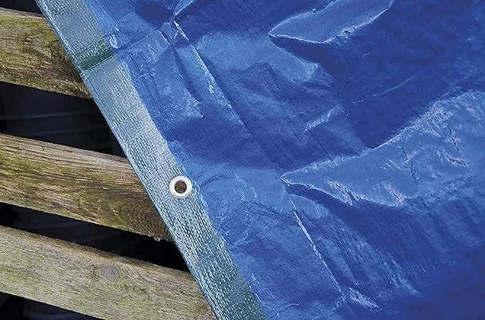 Lot de 2 bâches à œillets bicolores, en polyéthylène imperméable et polyvalent, d'un poids de 90 g/m². Dimensions : 6 m² (2 x 3 pi). Coloris : vert/bleu.