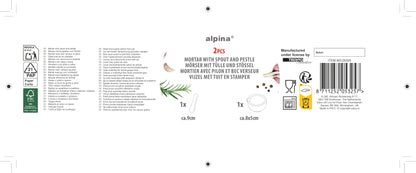 Smerigliatrice a forma di pestello e mortaio, in porcellana bianca, 8,5 cm
