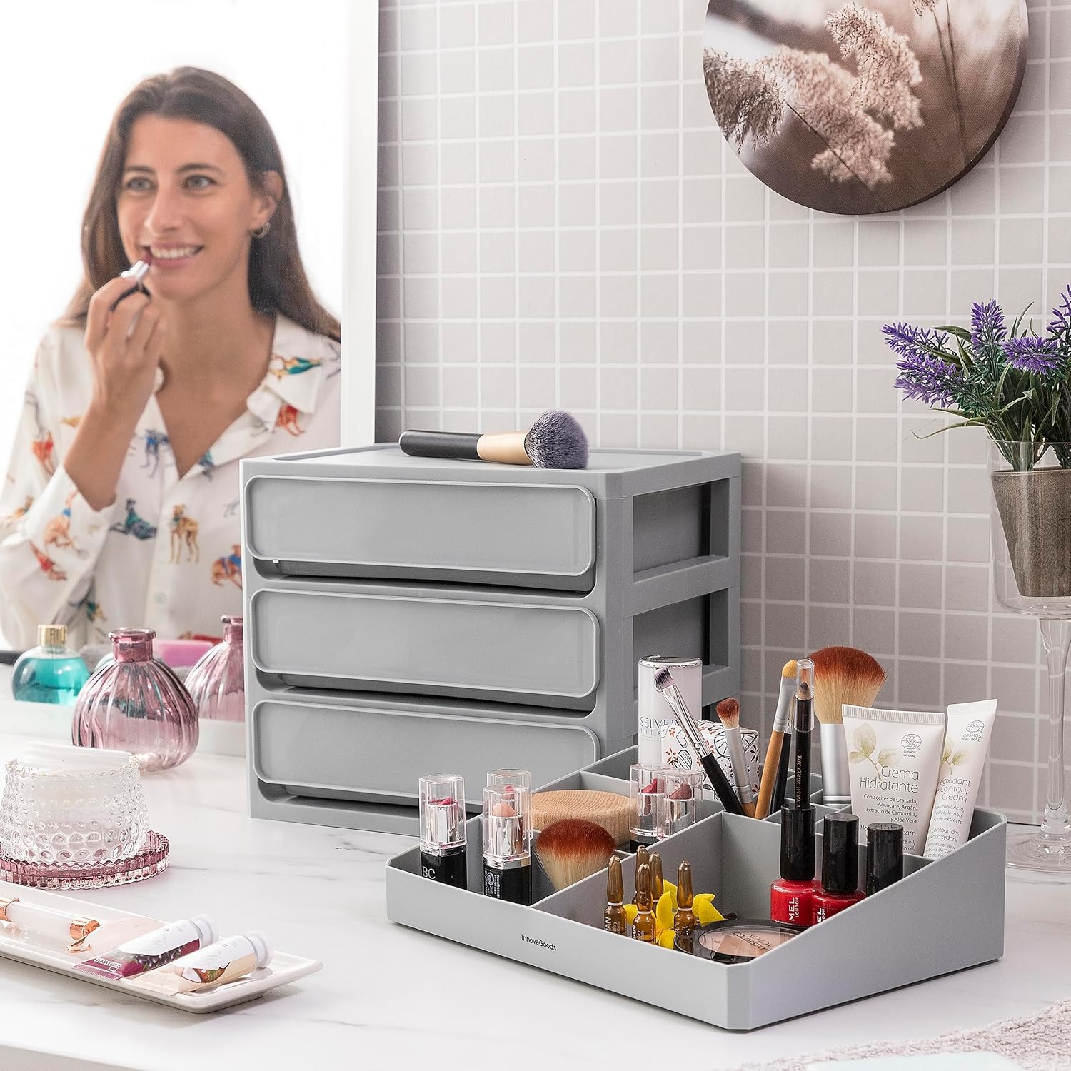 Organizer Trucchi con 3 Cassetti e Vassoio Estraibile – Makeser