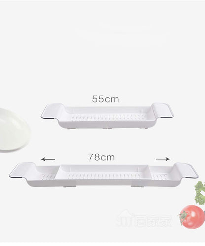 Vassoi Vasca da Bagno, Vaschetta per Vasca Scolapiatti Vassoio da Vasca Porta Oggetti da Vasca Bagno con Supporto Allungabile