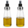 Set Oliera e Acetiera Spray in Vetro e Acciaio Inox 350 ml – Dosatore Olio e Aceto