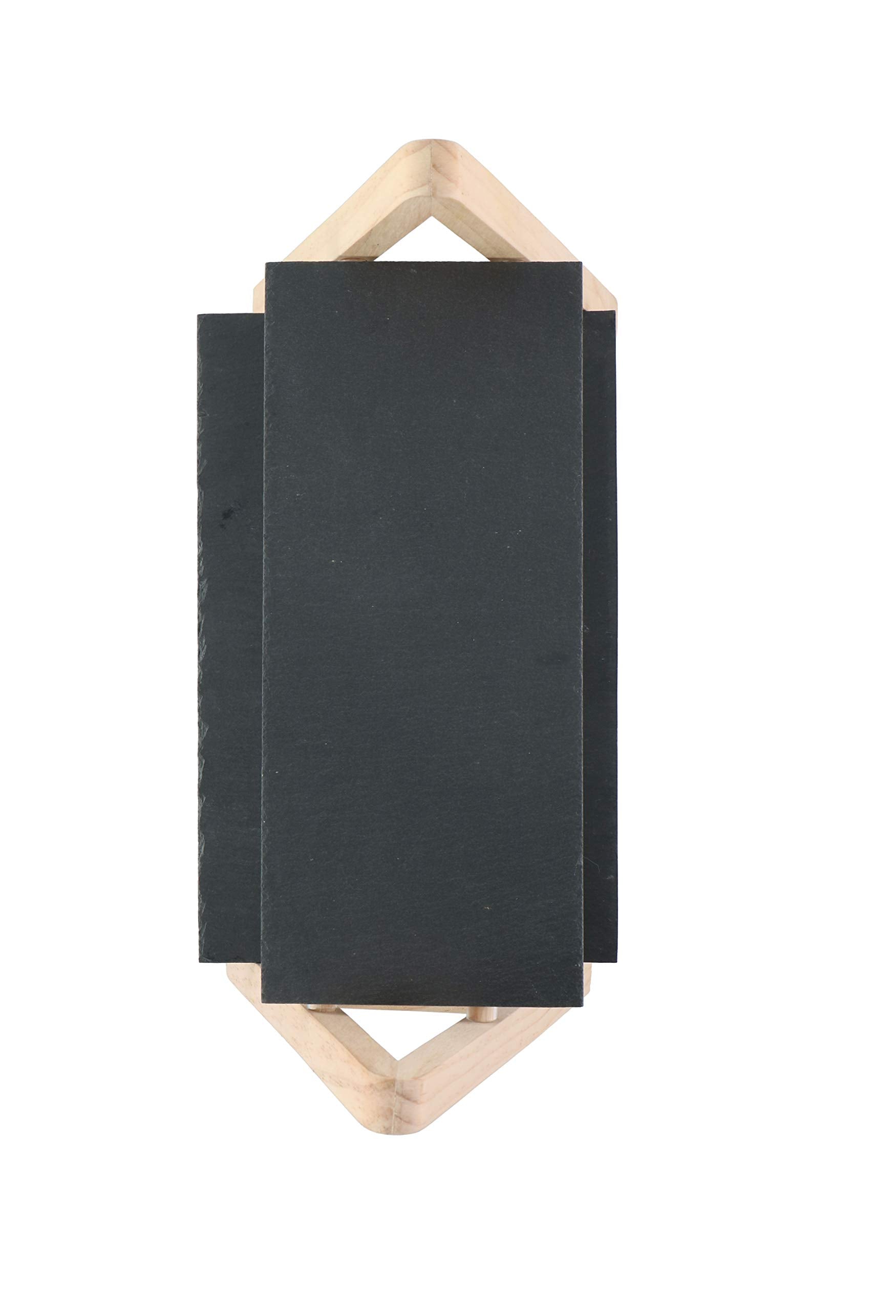 Plateau de service Alpina 28x18cm en ardoise et bois à 2 niveaux - Plateau à apéritifs, à en-cas et à desserts