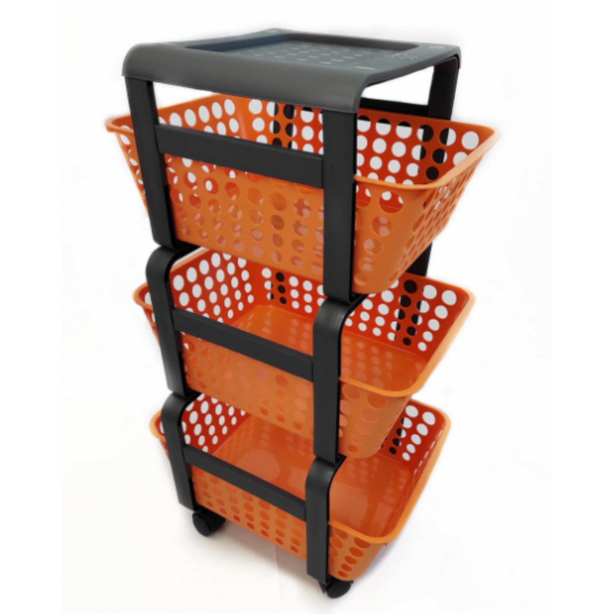 Carrello Modula 3 Ripiani Ruote - Plastica Riciclata