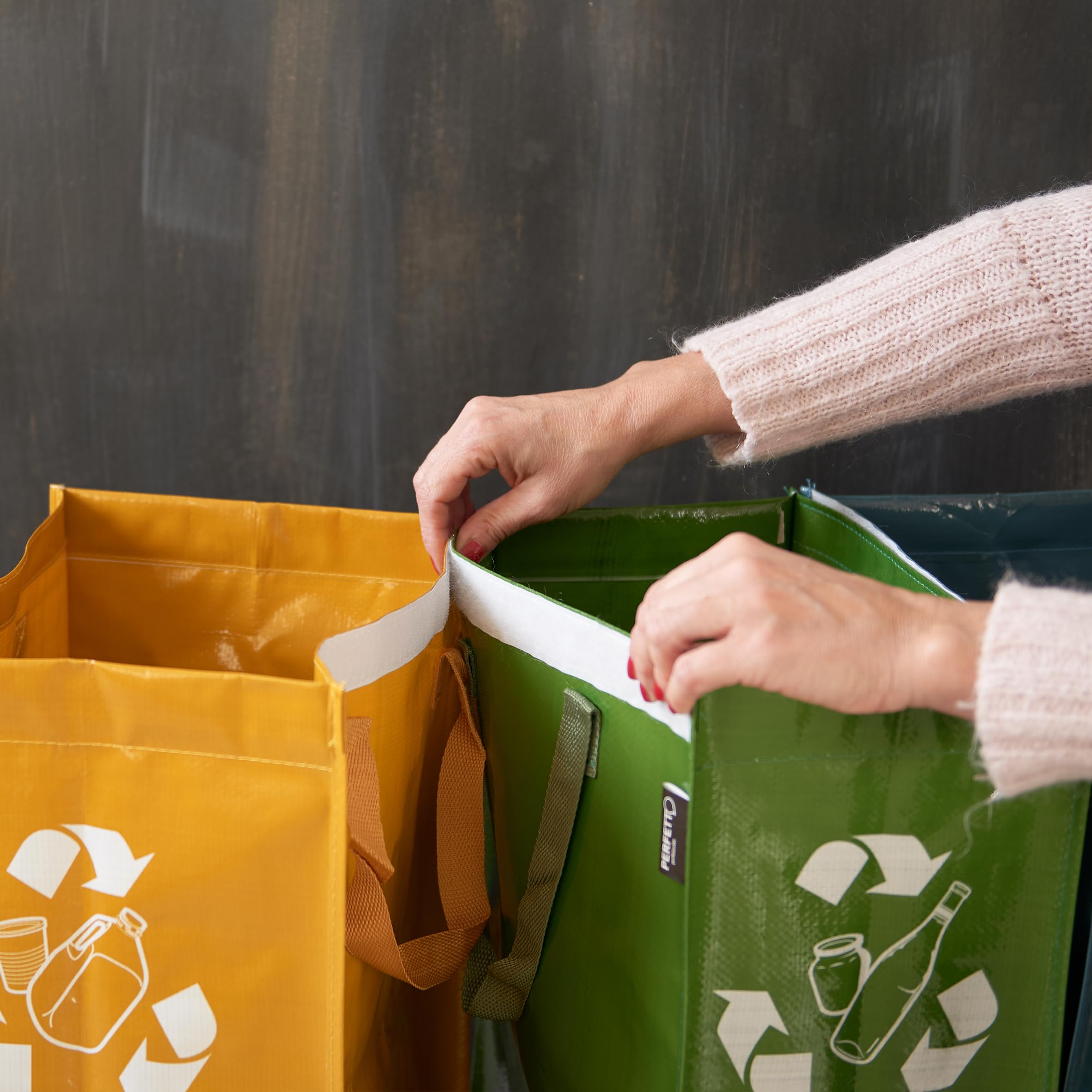 Poubelle Perfect Recycle Bag pour le tri sélectif des déchets, 3 compartiments